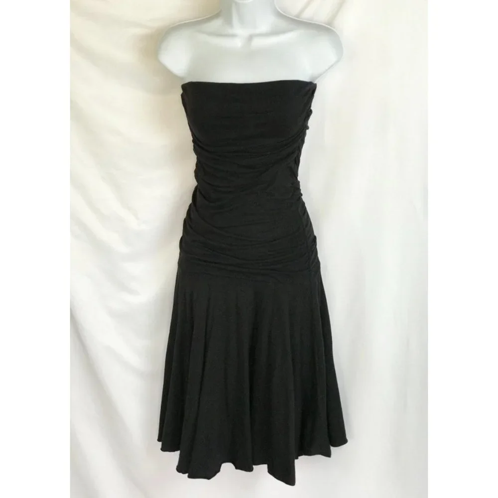 Anthropologie Velvet Sheath Little Black Dress Strapless - Picture 2 of 10